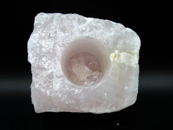 Natural Rose Quartz Mineral Candle Holder #1a For Sale