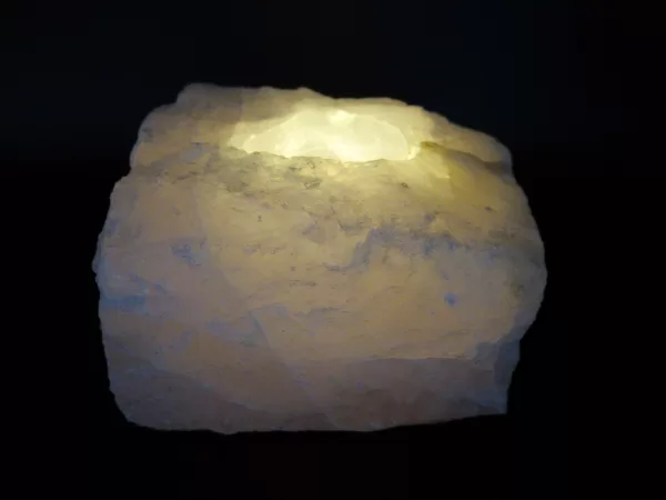 Natural Rose Quartz Mineral Candle Holder #1b For Sale