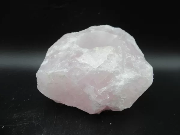 Natural Rose Quartz Mineral Candle Holder #2 For Sale