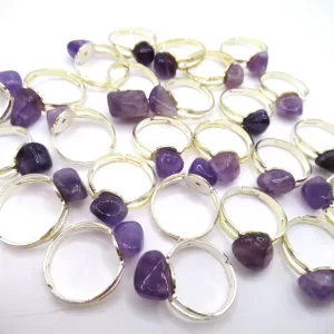 Genuine Amethyst Mineral Rings - Adjustable For Sale