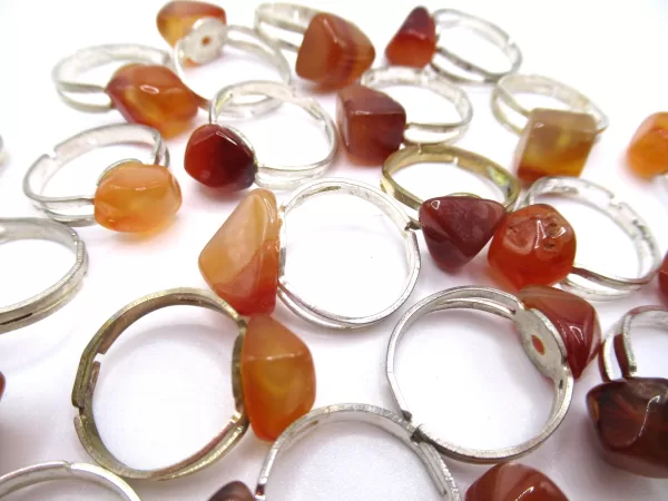 Genuine Carnelian Crystal Mineral Rings Adjustable For Sale